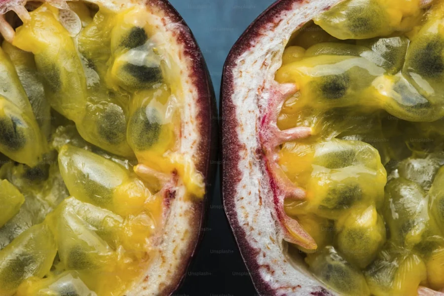 passion fruit cut in half